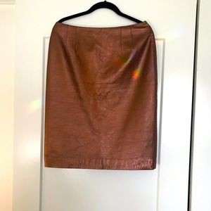 Leather Pencil Skirt, Copper Metallic, Size 8, Like New, Fully Lined.
